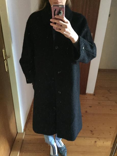 Čierny vlneny kabat, c&a
