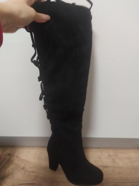 Čierne čižmy nad koleno veľkosť 35, jennifer&jennifer,35