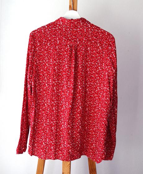 Červená kvetinková viskózová blúzka, orsay,40