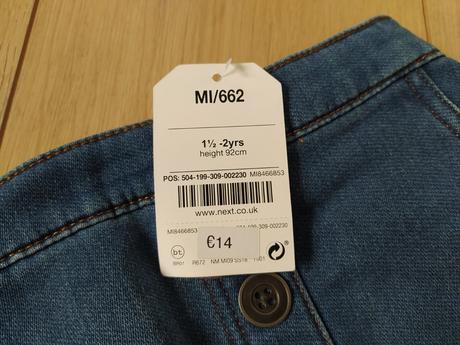 Nová riflová sukňa next veľ. 98 (písaná 92), next,98