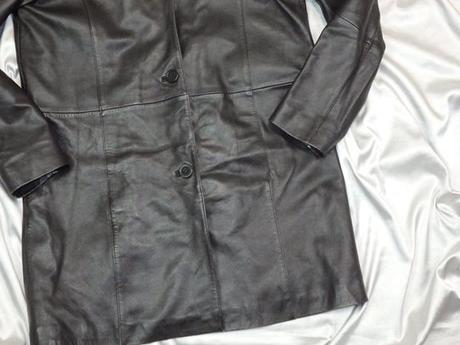 Luxusny čierny kožený kabát, tcm,40