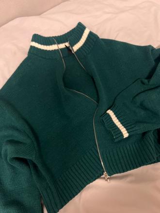 Zelený crop sveter, h&m,s