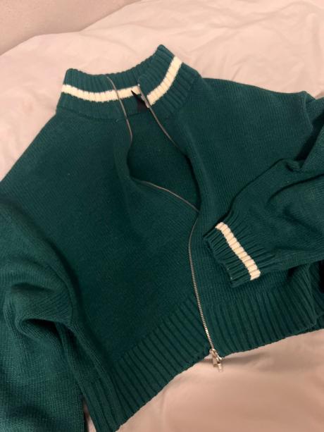 Zelený crop sveter, h&m,s