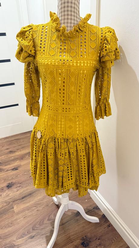 Horčicové štýlové šaty krátke , taliansko, m, m