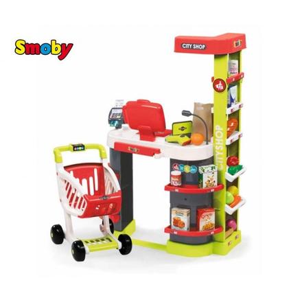 Smoby 350211 supermarket s čítačkou kariet a vozík, 