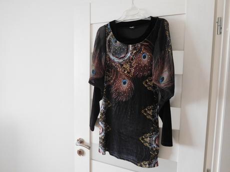 Blúzka 38v, čierno tyrkysová,, 38