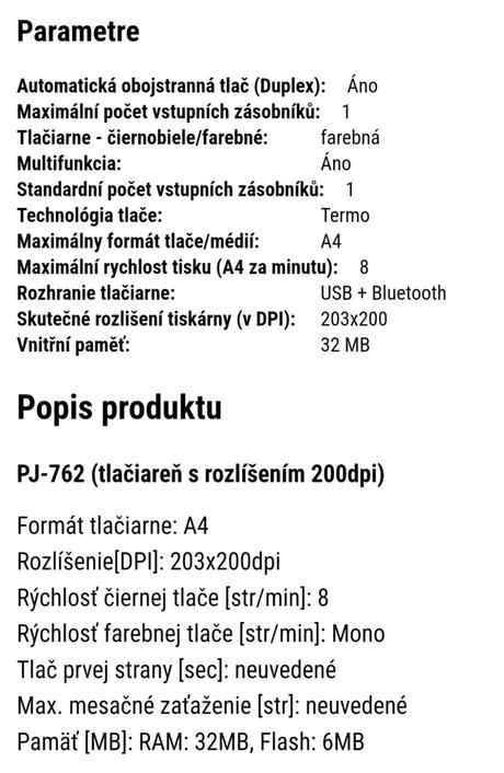 Tlačiareň bezdrôtová termálna,