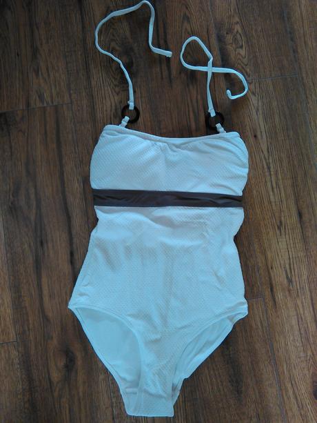 Biele celé plavky s ramienkamy aj bez, esmara,38