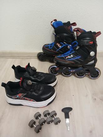 Kolieskové korčule 28-32, topánky s kolieskami 34, fila,28