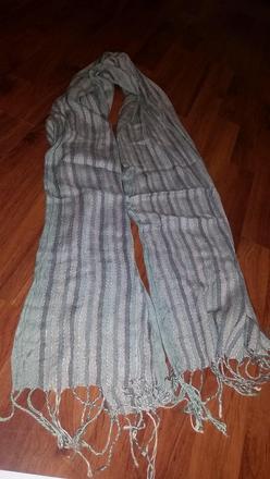 Olivový šál, šatka - pásikavá,