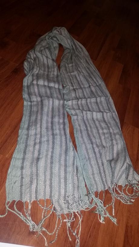 Olivový šál, šatka - pásikavá,