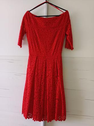 Červené čipkované šaty, orsay,34