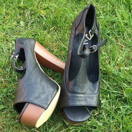 Koženkové sandále s hrubým opätkom, 38