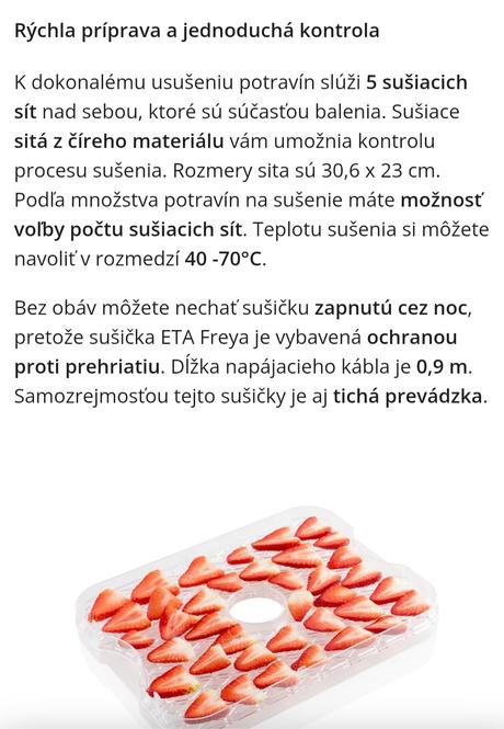 Sušička potravín eta freya, eta
