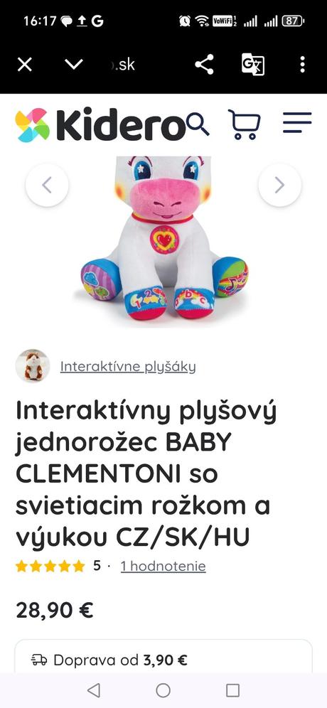 Interaktívny jednorožec clementoni,