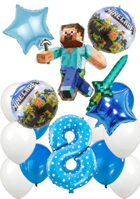 Balóny minecraft- steve 85cm aj meč- až 15/16/17ks,