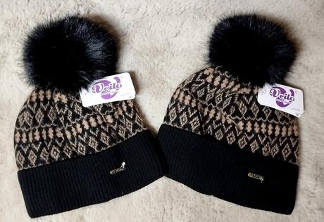 Čierno hnedá čiapočka s brmbolcom, 34 - xxxl