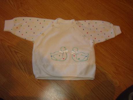 Bodkovany kompletik , svetrik + polodupačky, 62