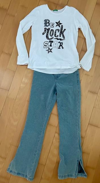 Zvonové jeggins a beneton tricko 134, benetton,134