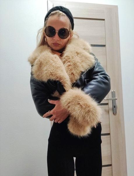 Koženková bunda s kožušinou, s / xs