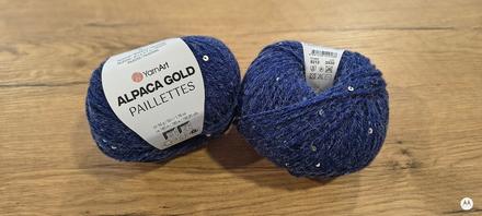 Yarnart alpaca gold paillettes - 9313 - tmavomodrá, 