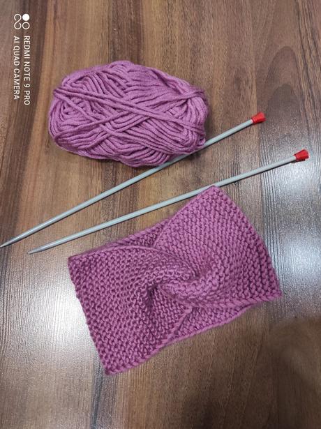 Pletená čelenka - ružová, 