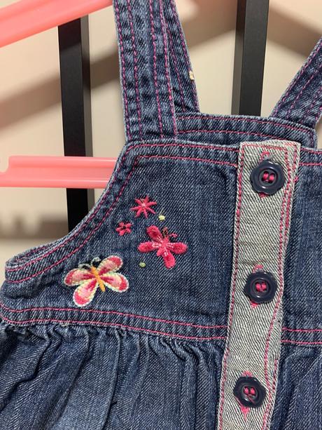 Detské riflové šaty na ramienka, 74