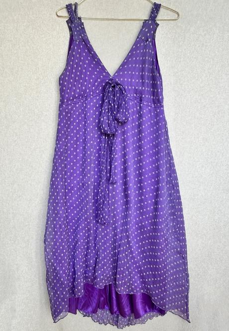 Hodvábne šaty hi low s polka dot, s