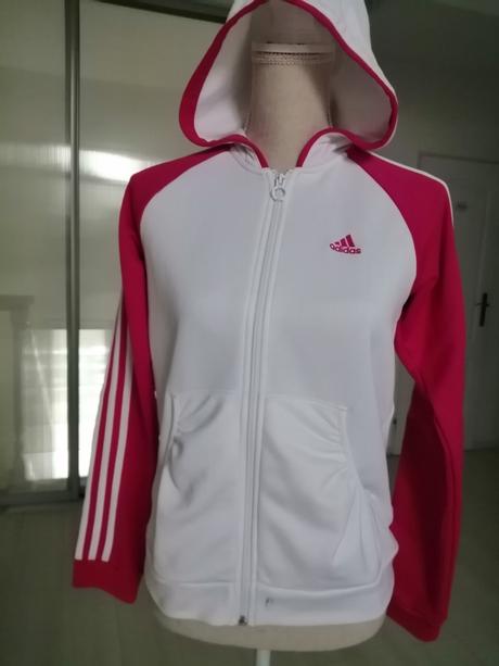 Mikinka dievčenska adidas bielo ruzova vel.164, adidas,164