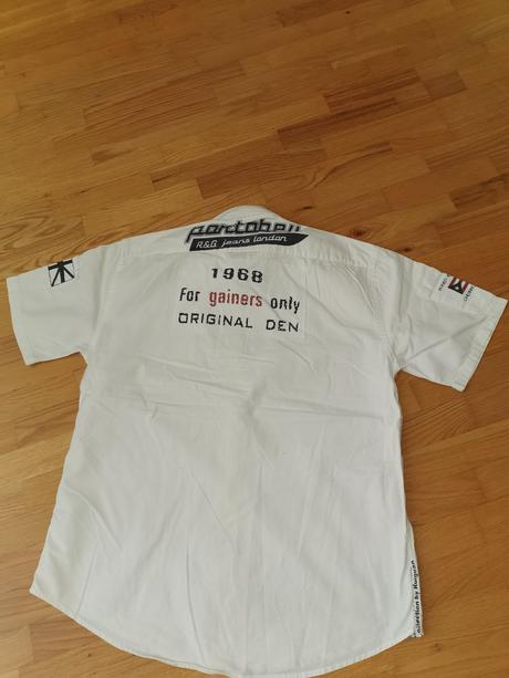 Biela bavlnená košeľa s potlačou, l