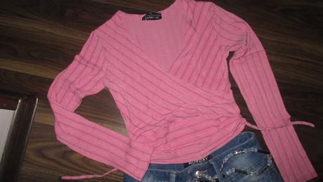 Ružový pružkovaný top, s