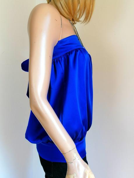 Letný top z modrého hodvábu, s