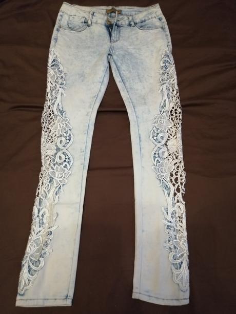 Rifle s čipkou, denim,40