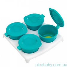 4 nádobky na detské pokrmy s vrchnákmi 6m+ tommee,