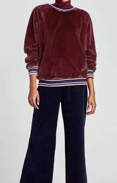 Mikina s umelou kožusinou, zara,l