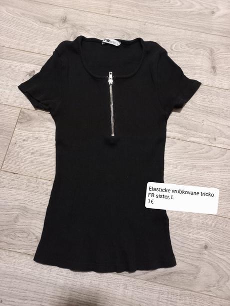 Cierne rebrovane tricko fishbone, l, fishbone,l