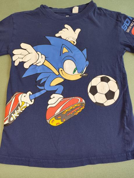 3x tričko ježko sonic + knuckles, h&m,122