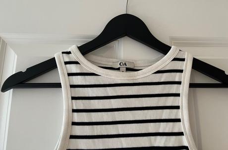 Nový čiernobiely bavlnený crop top, c&a, s/36, c&a,m