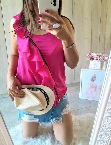 Cyklaménový top s volánom-s/m, s