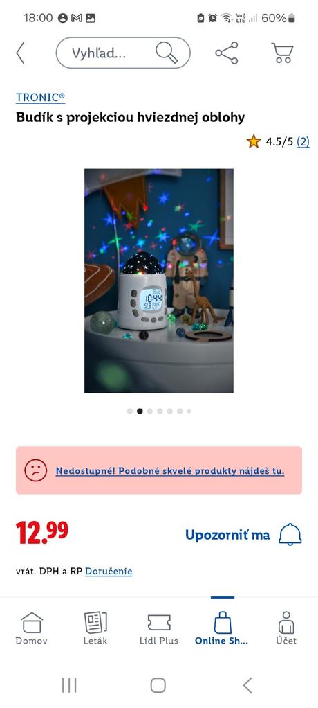 Budík s projekciou hviezd, 