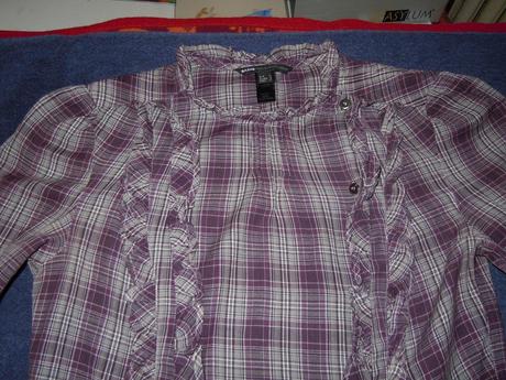 Fialková károvaná blúzka, mango,m
