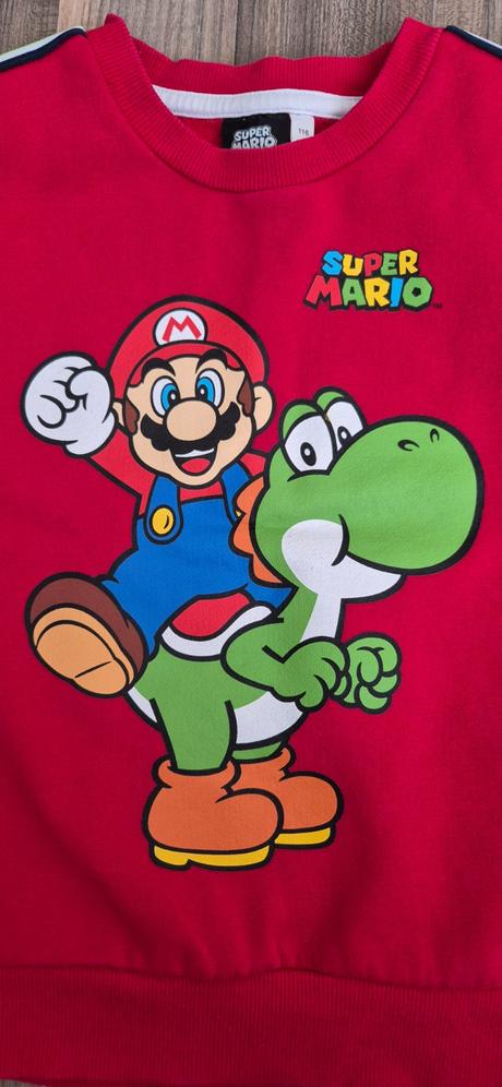 Mikina červená super mario, veľ. 116 (5-6 rokov), c&a,116
