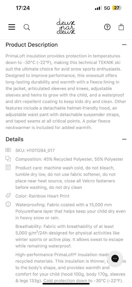 Lyziarska súprava zn. deux par deux 4 ks, 110