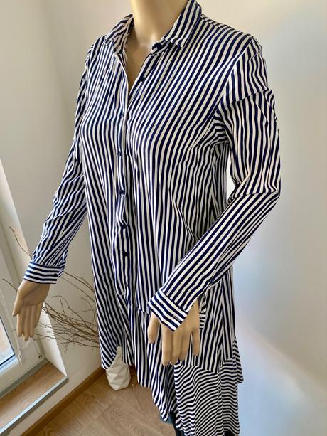 Dlhá pásikavá blúzka šaty cropp, s