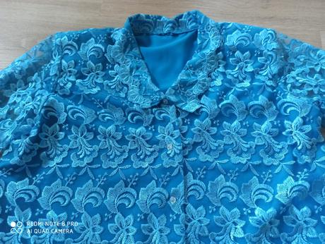 Modrá čipkovaná blúzka, xxl