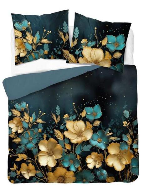 Francúzske obliečky zlaté kvety 220/200, 2x70/80,