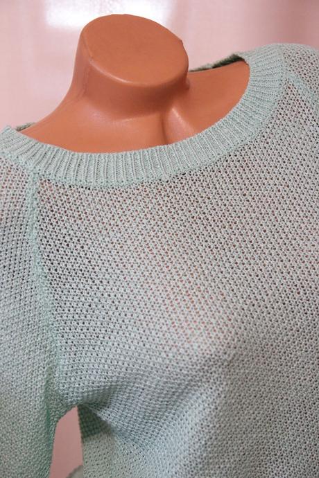 Mentolový pletený svetrík, xs/s, xs