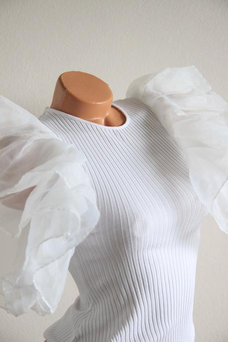 Biely bavlnený body top s tylovými rukávmi, zara s, zara,s