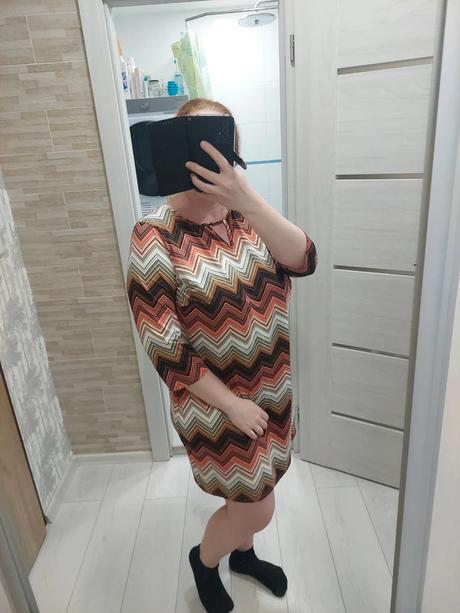 Štýlové vzorované šaty f&f s retro cik-cak vzorom, f&f,5xl