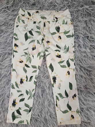 Dámske kvetinové nohavice, denim,42